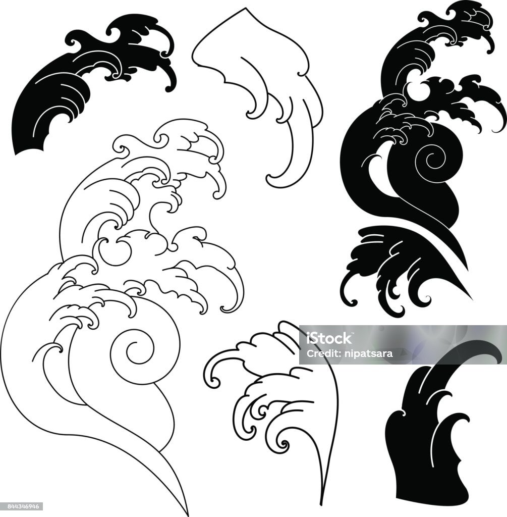 Tay Vẽ Sóng Cho Thiết Kế Hình Xăm Nền Cho Hình Xăm Nhật Bản Dương ...