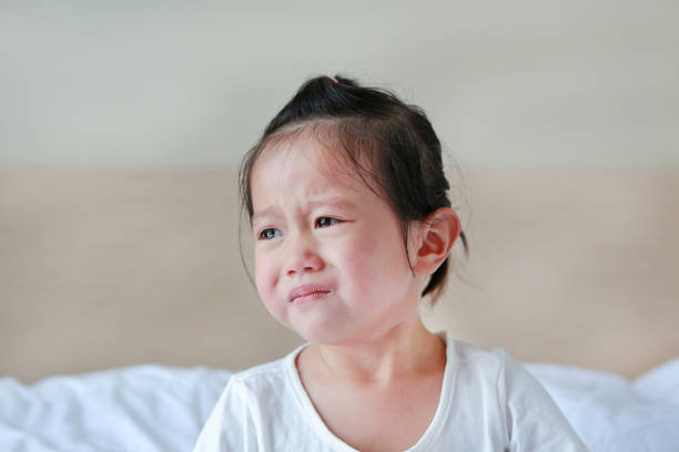 istock Close up Little kid girl crying. 844350572