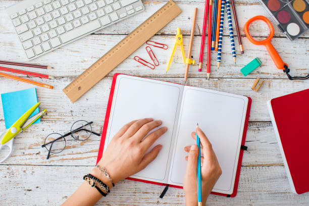 homework time images Back to school concept Back to school concept homework table stock pictures, royalty-free photos & images