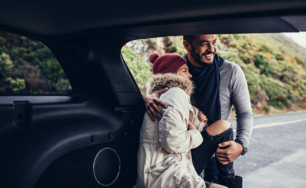 istock Romantic young couple on a road trip 844360744