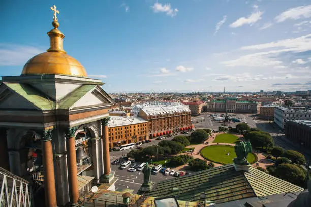 Top view from St.Isaac's Cathedral in St. Petersburg, Russia.