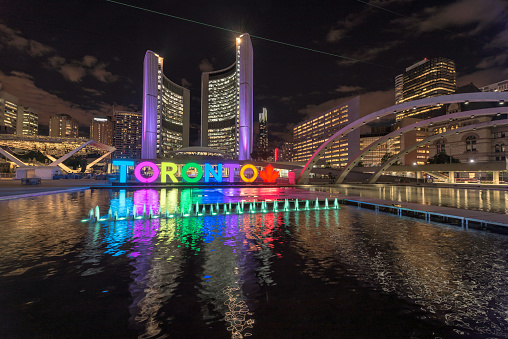Nathan Phillips Square and City Hall on Toronto, Ontario, Canada