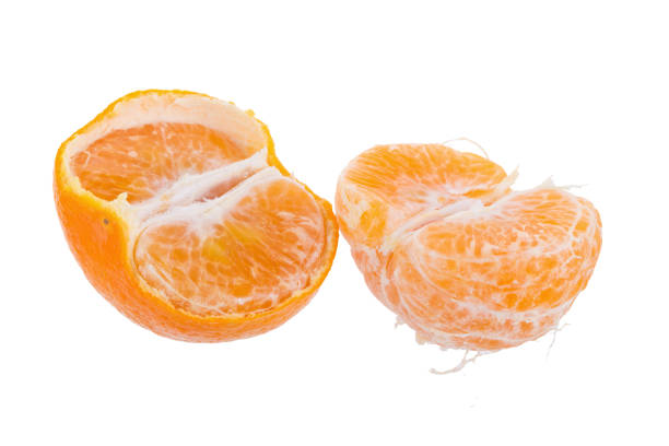 istock Half orange fruit on white background, fresh and juicy 844367726