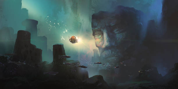 istock Digital painting, ancient civilizations that sank into the sea. 844371326
