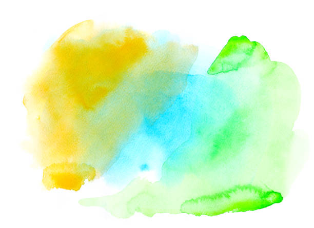 istock Green yellow blue watercolor hand drawn stains 844374690