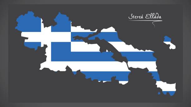 istock Sterea Ellada map of Greece with Greek national flag illustration 844377860