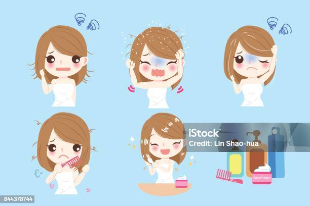 Woman With Hair Problem Stock Illustration - Download Image Now - Human Scalp, Scratching, Psoriasis