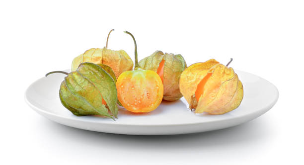 istock Physalis fruit in  plate isolated on a white background 844382118