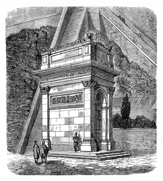 The closed Janus temple. Illustration of the closed Janus temple. janus head stock illustrations