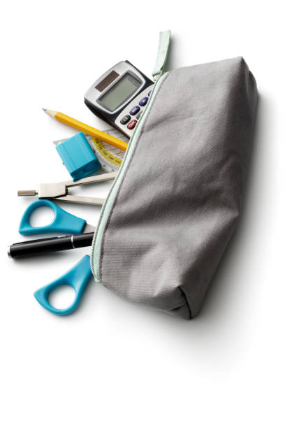 istock Office: Pencil Case and School Supplies Isolated on White Background 844385650