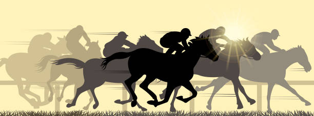 sporty konne - silhouette sport running track event stock illustrations