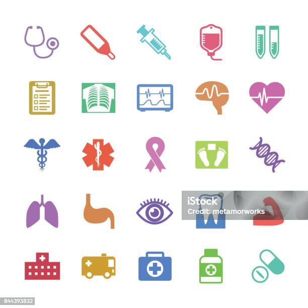 Medical Icon Set Stock Illustration - Download Image Now - Healthcare And Medicine, Icon Symbol, Medical Exam