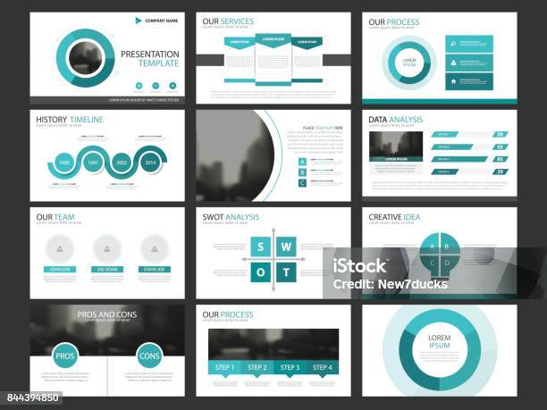 Business Presentation Infographic Elements Template Set Annual Report Corporate Horizontal Stock Illustration - Download Image Now