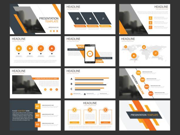 illustrations, cliparts, dessins animés et icônes de entreprise présentation infographique éléments ensemble de modèles, rapport annuel entreprise horizontale - prise électrique