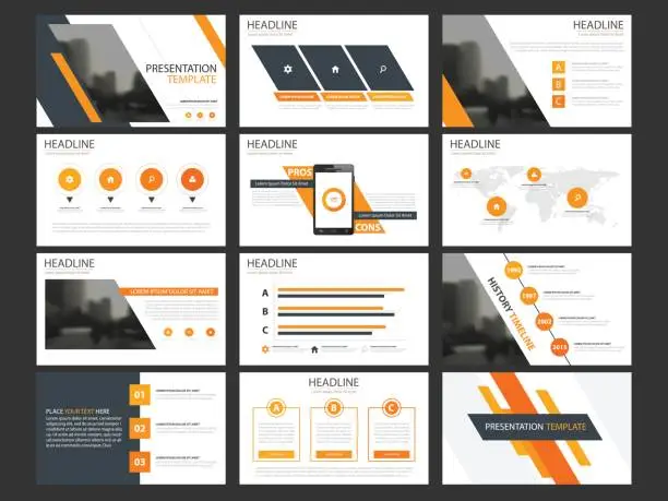 Vector illustration of Business presentation infographic elements template set, annual report corporate horizontal