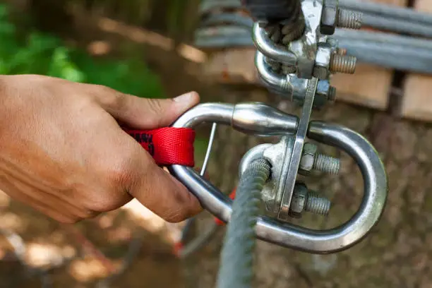 Continuous Lifeline Safety Carabiner for Adventure Park