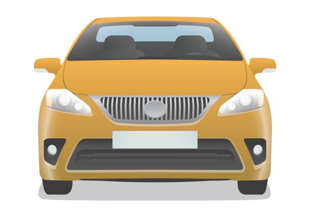 黄色の車のフロント ビュー - license plate点のイラスト素材／クリップアート素材／マンガ素材／アイコン素材