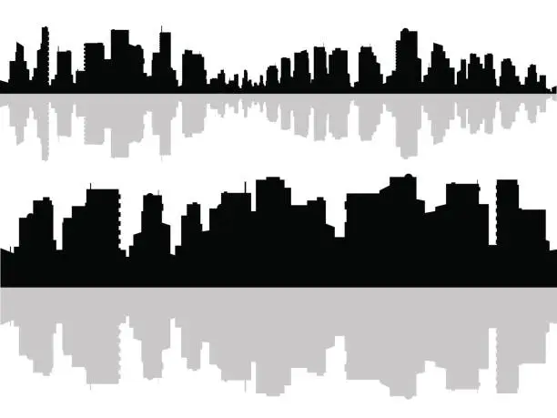 Vector illustration of modern city buildings silhouette