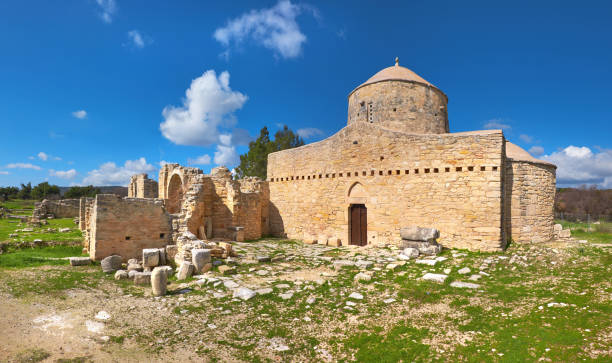 istock Ruined monastery Of Timios Stavros, Anogyra, Cypros, panoramic image 844403122