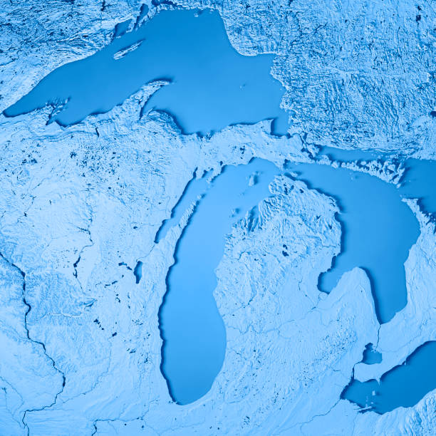 istock Michigan State USA 3D Render Topographic Map Blue 844406398