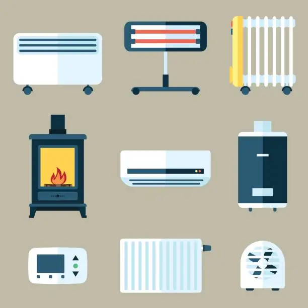 Vector illustration of Heating appliances