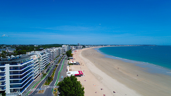 An aerial view of La Baule waterfront in Loire Atlantique