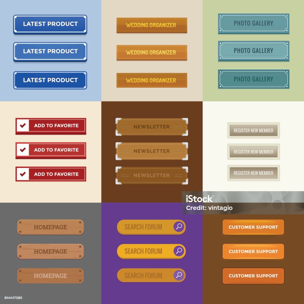 Website Button Collection Web Button Collection Stock Illustration - Download Image Now - Brocade ...