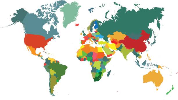 карта мира со страной - globe politics topography world map stock illustrations