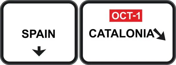 Vector illustration of Traffic sign with the separation of Spain and Catalonia