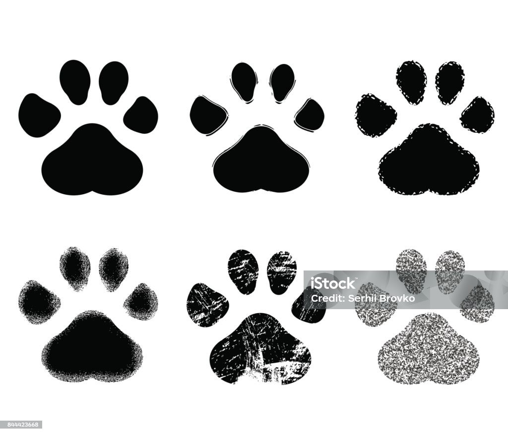 Ensemble de Paw Print. Illustration vectorielle. - clipart vectoriel de Empreinte de pattes animales libre de droits