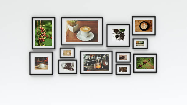 istock Photo frame on wall - coffee picture(3d rendering) 844426560