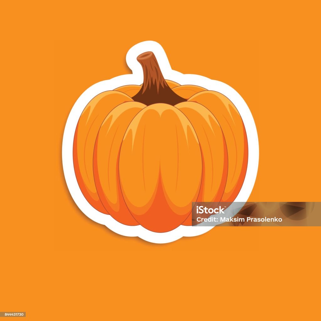 Orange pumpkin sticker. Orange pumpkin sticker on white background. Pumpkin stock vector