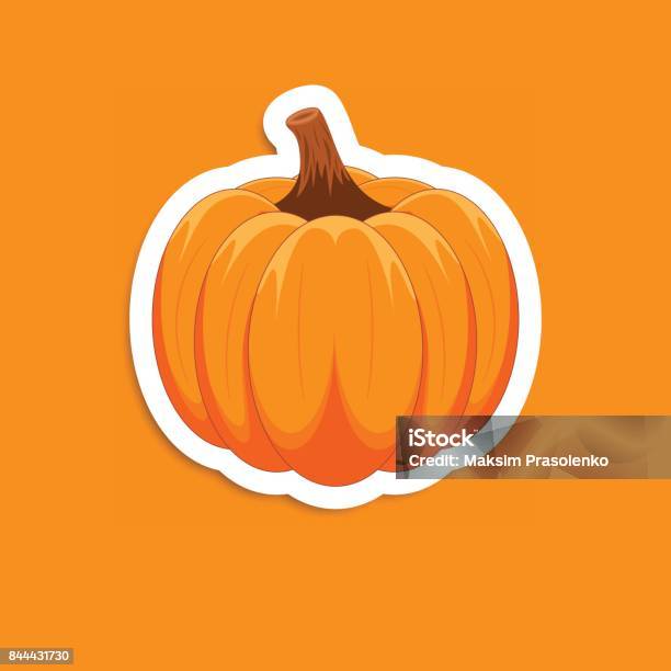 Orange Pumpkin Sticker Stock Illustration - Download Image Now - Pumpkin, Sticker, Agriculture