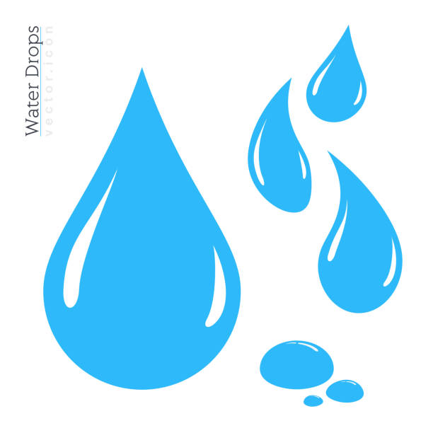 워터 드롭 아이콘 세트입니다. 벡터 빗방울 실루엣 - 물 stock illustrations