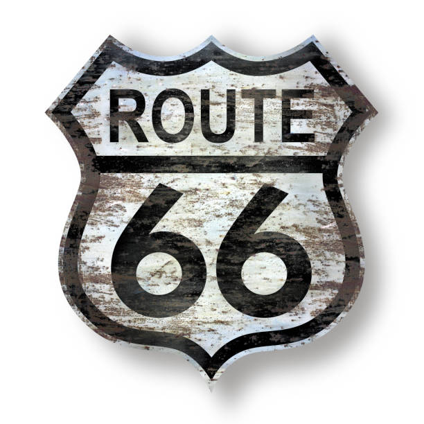 Highway sign for Route 66 rusty isolated on whiteHighway sign for Route 66 isolated on white