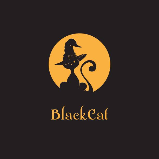czarnykot - silhouette animal black domestic cat stock illustrations