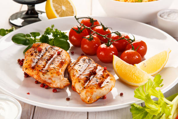 istock Grilled chicken breast and vegetables 844455678