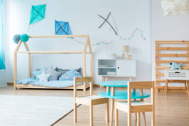 istock Blue kites in kids bedroom 844458796