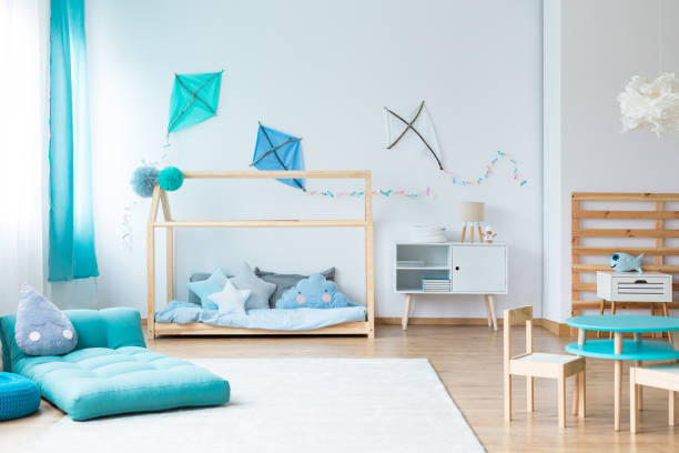 istock Colorful kids bedroom with kites 844458984