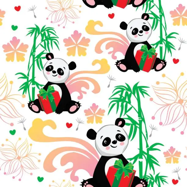 Vector illustration of Seamless pattern with Panda