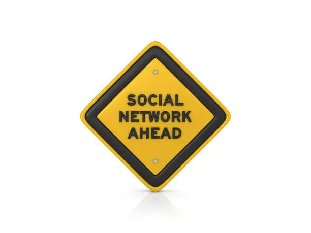 Photo of Social Network Ahead Concept Road Sign - 3D Rendering