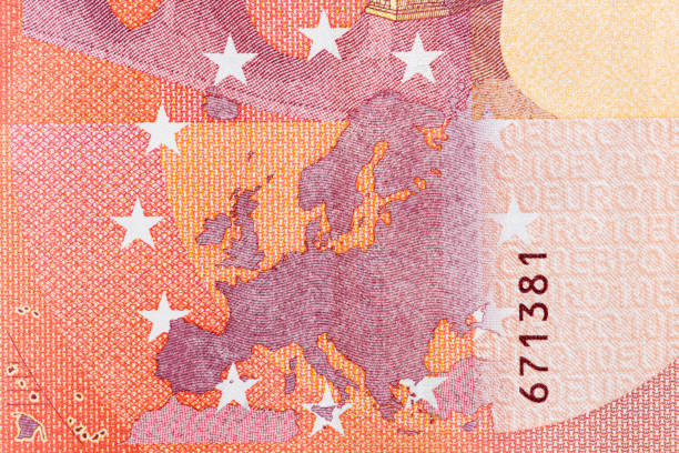 photographed close-up money of the european union. the par value - european union euro note european union currency paper currency currency imagens e fotografias de stock