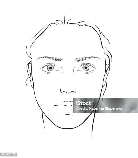 Womans Face Vector Drawing Isolated On White Background Stock Illustration - Download Image Now