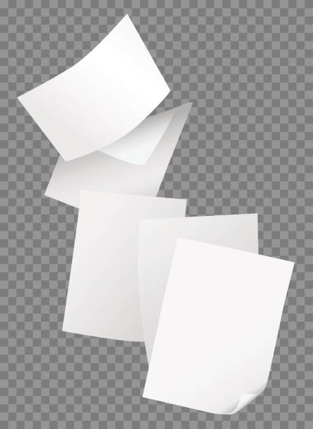 fliegende leere papiere isoliert auf transparentem hintergrund-vektor-illustration - flying paper stock-grafiken, -clipart, -cartoons und -symbole