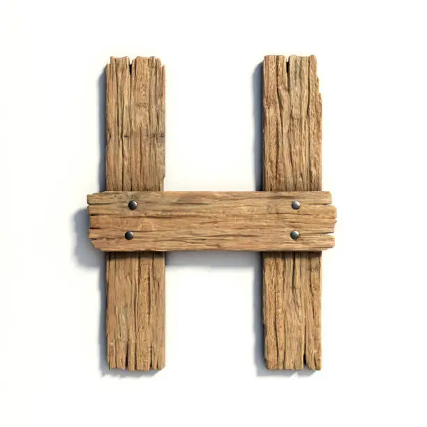 Wood font, plank font letter H