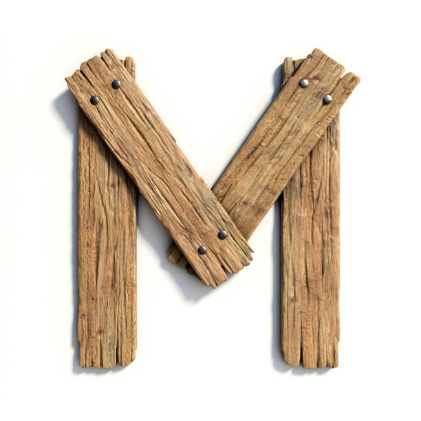 istock Wood font, plank font letter M 844486000