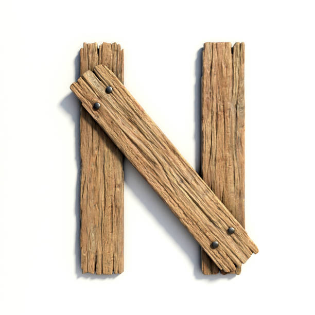istock Wood font, plank font letter N 844486072