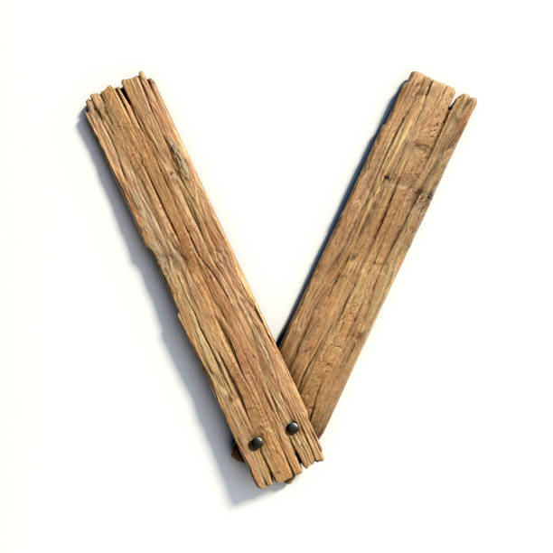 istock Wood font, plank font letter V 844488802