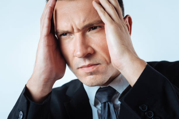 istock Portrait of a stressed cheerless man 844488968