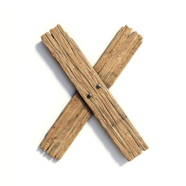 Wood font, plank font letter X